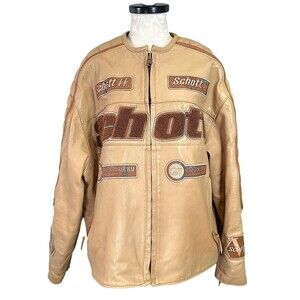 Schott Formula One Official Pro Racing Leather Motorcycle Jacket Men 6XL